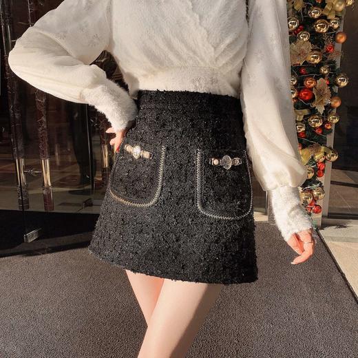 张心子「摩洛哥少女」2021女秋冬新款重工气质半身裙收腰显瘦短裙 U2111308 商品图4