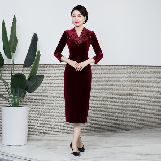 上海旗袍厂DNO-1LH7619旗袍新款过年礼服连衣裙 商品图5