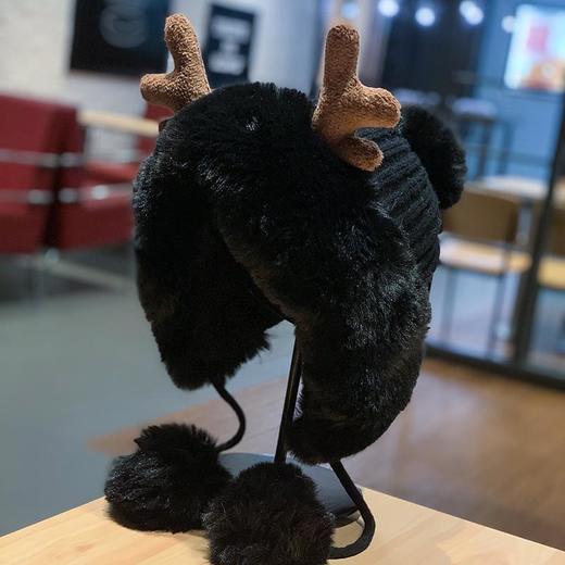 帽子女秋冬韩版可爱鹿角毛球护耳毛绒帽圣诞加厚东北雷锋帽骑车帽 商品图2