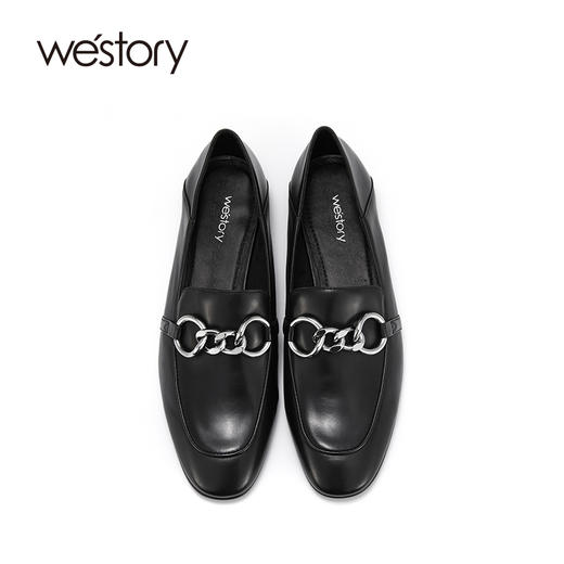 westory春季新款真皮英伦风通勤乐福鞋一脚蹬休闲浅口单鞋女平底S22AM53961 商品图3