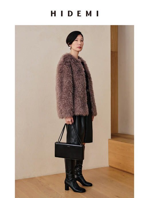 HIDEMI 灰色长毛简约短款大衣 商品图12