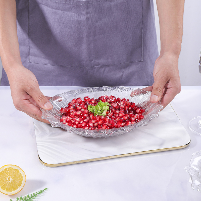 顺祥帕里加厚玻璃椭圆碗创意水果盘