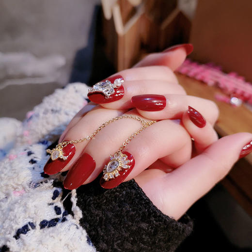 穿戴甲可拆卸 美甲贴片假指甲贴片 学生孕妇甲片网红链条假指甲贴 商品图3