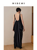 HIDEMI 黑色醋酸V领垂坠流线感轻礼服连衣长裙 商品缩略图8
