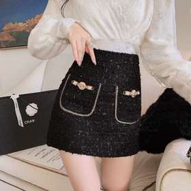 张心子「摩洛哥少女」2021女秋冬新款重工气质半身裙收腰显瘦短裙 U2111308