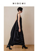 HIDEMI 黑色醋酸V领垂坠流线感轻礼服连衣长裙 商品缩略图9