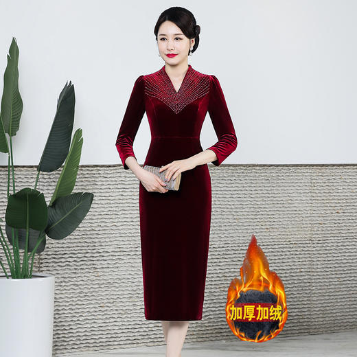 上海旗袍厂DNO-1LH7619旗袍新款过年礼服连衣裙 商品图4