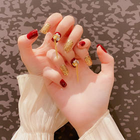 穿戴甲可拆卸 美甲贴片假指甲贴片 学生孕妇甲片网红链条假指甲贴