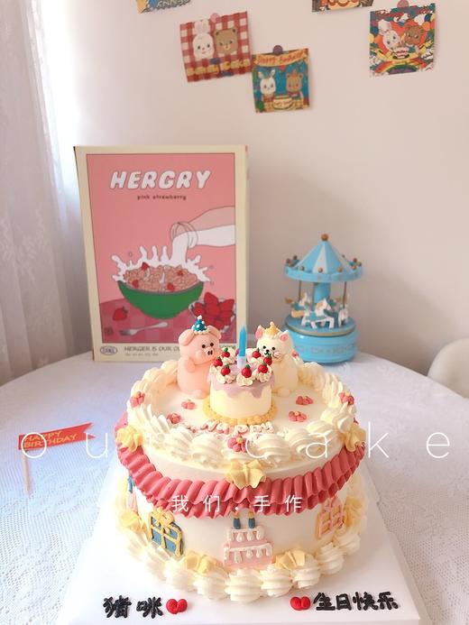 小猪和小猫咪立体小动物复古蛋糕-低糖处理无添加 商品图1