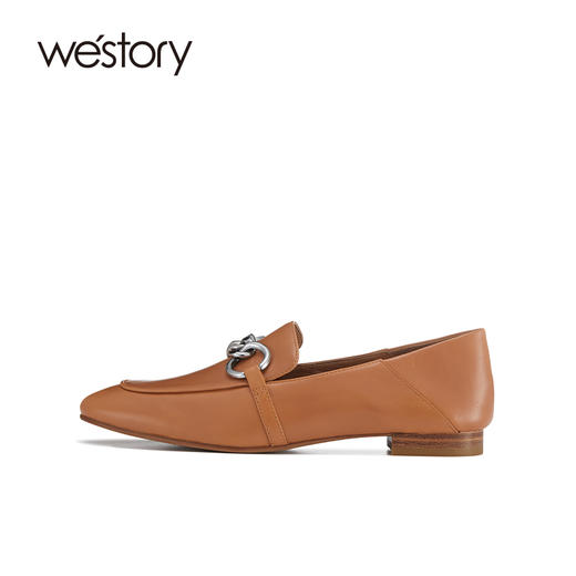 westory春季新款真皮英伦风通勤乐福鞋一脚蹬休闲浅口单鞋女平底S22AM53961 商品图2