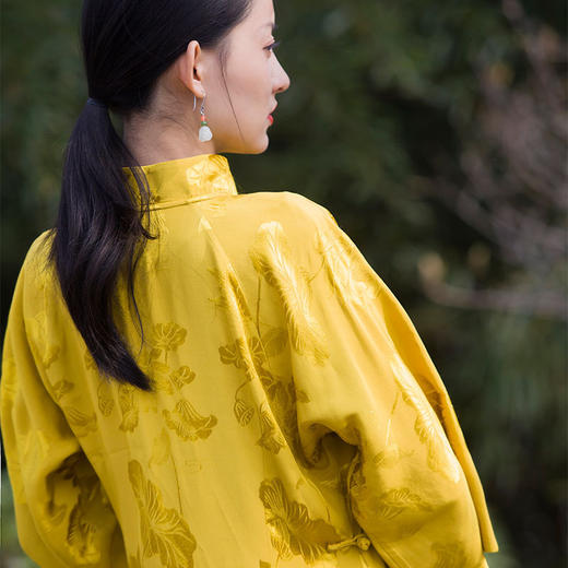 2022春夏新款天丝提花中式改良倒大袖旗袍连衣裙S250650嚭 商品图4