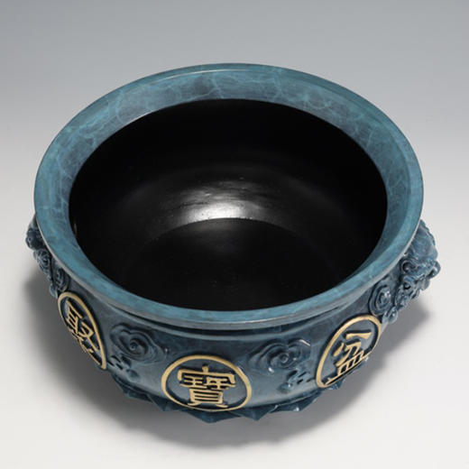 朱府铜艺 全铜聚宝盆摆件玄关客厅办公室桌招财摆设装饰工艺品 商品图2