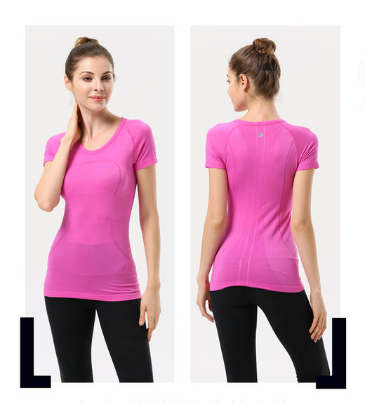 【买一赠一】网红款 | 新款瑜伽服女瑜伽短袖运动跑步网纱拼接速干衣健身瑜伽纯色上衣 商品图1