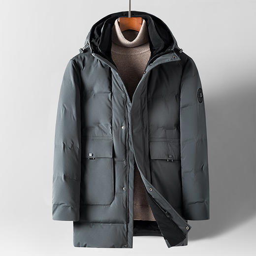 男士羽绒服2021冬季休闲加厚保暖白鸭绒纯色连帽宽松爸爸装羽绒服 商品图4