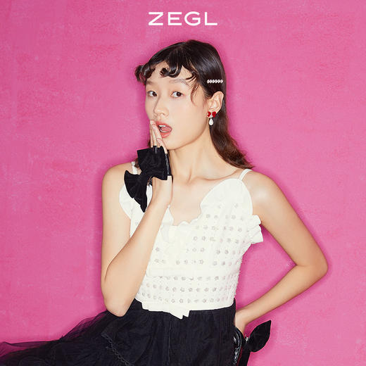 ZEGL设计师新年系列红色蝴蝶结发夹女发饰耳环925银针红丝绒耳饰 商品图2