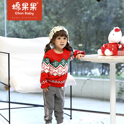 商场同款棉果果春季女童提花套头线衣M122160522105 商品图0