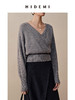 HIDEMI 美利奴羊毛V型叠领短款设计感毛衣 商品缩略图4