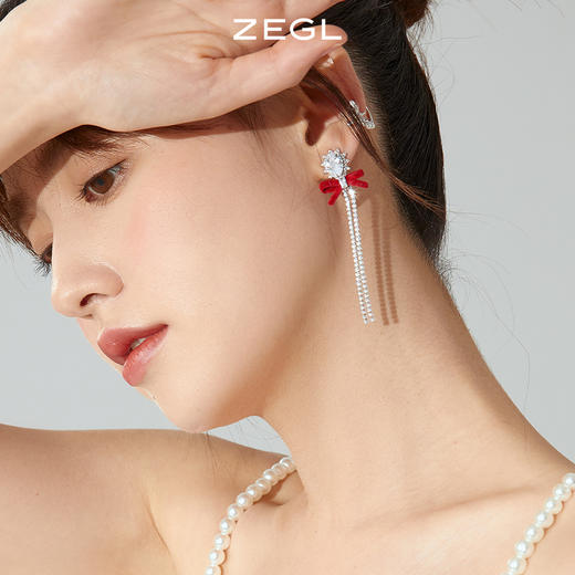 ZEGL设计师新年系列蝴蝶结耳夹女无耳洞耳骨夹雪花耳挂耳环耳饰品 商品图5