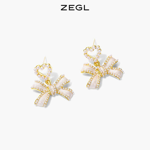 ZEGL蝴蝶结耳环女小众设计感耳钉轻奢高级感复古925银针秋冬耳饰 商品图5