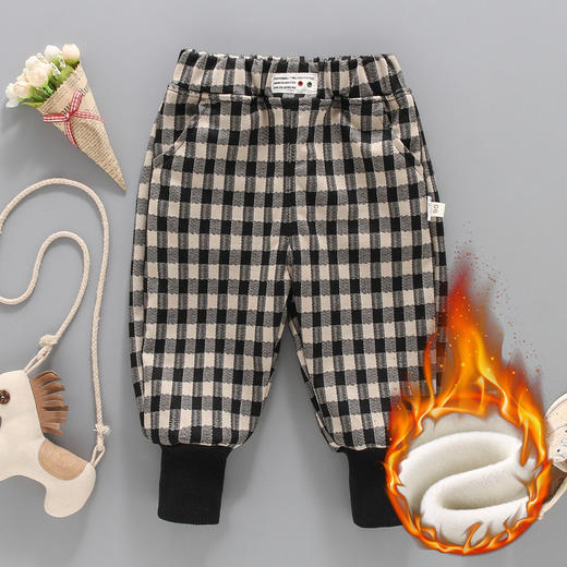 【保暖防寒 时尚舒适】冬款儿童百搭裤子 小童一体绒保暖裤 男童格子裤女童宝宝长裤童装 商品图6