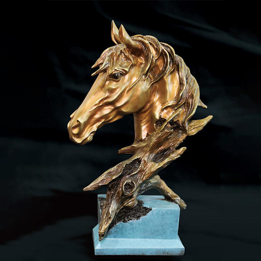 朱府铜艺《马到成功》全铜生肖马头摆件铜艺术品客厅玄关高端摆件 商品图2