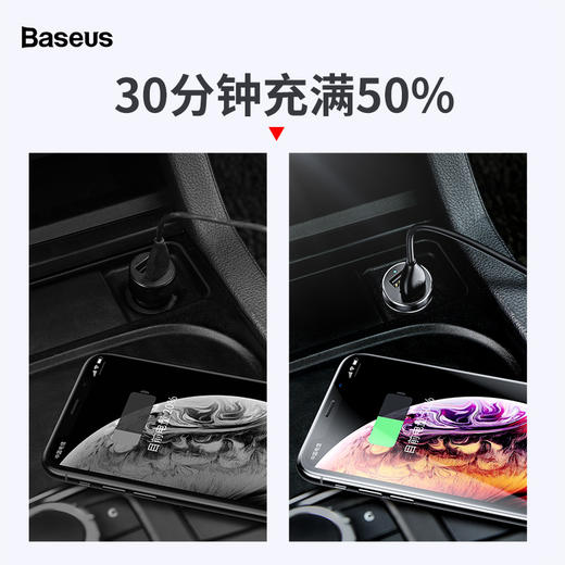 倍思 高效一拖二点烟器（双扩展点烟器80W+双USB 3.1A） 商品图3