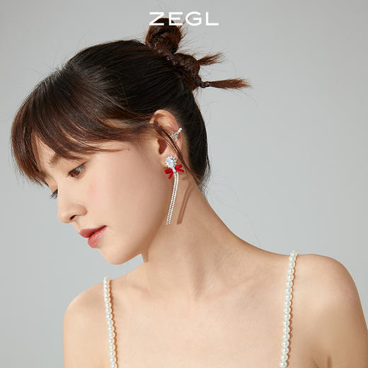 ZEGL设计师新年系列蝴蝶结耳夹女无耳洞耳骨夹雪花耳挂耳环耳饰品 商品图4