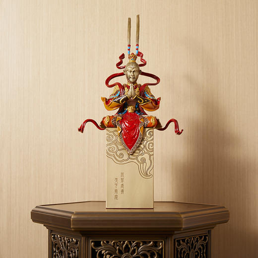 朱府铜艺 彩铜齐天大圣孙悟空悟道纯铜客厅办公室书房招财摆件 商品图1