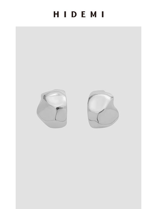 HIDEMI 不规则开口圆形宽面耳环 金色/银色 商品图6