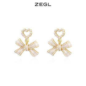 ZEGL蝴蝶结耳环女小众设计感耳钉轻奢高级感复古925银针秋冬耳饰