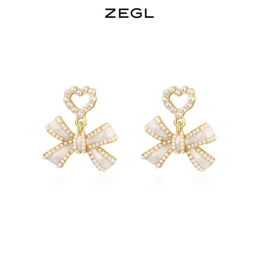 ZEGL蝴蝶结耳环女小众设计感耳钉轻奢高级感复古925银针秋冬耳饰 商品图0