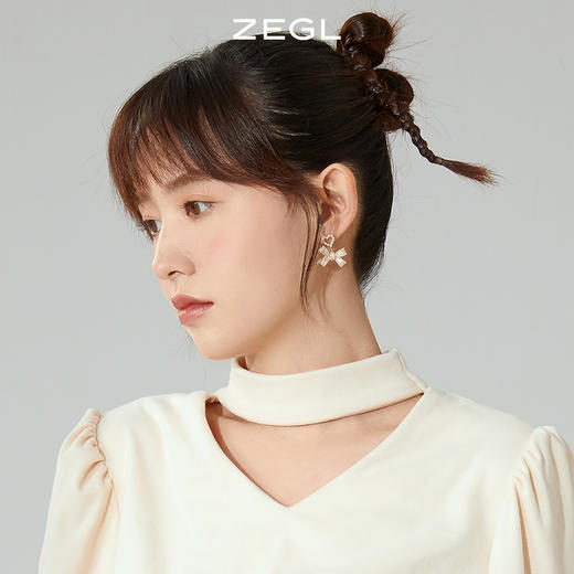 ZEGL蝴蝶结耳环女小众设计感耳钉轻奢高级感复古925银针秋冬耳饰 商品图1