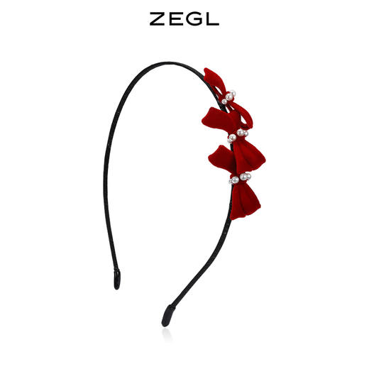 ZEGL设计师新年系列红色发箍女秋冬爱心耳环耳钉925银针耳饰套装 商品图0