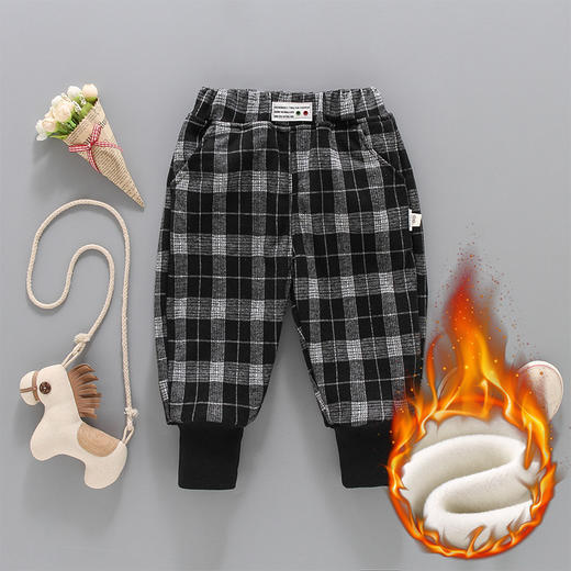 【保暖防寒 时尚舒适】冬款儿童百搭裤子 小童一体绒保暖裤 男童格子裤女童宝宝长裤童装 商品图7
