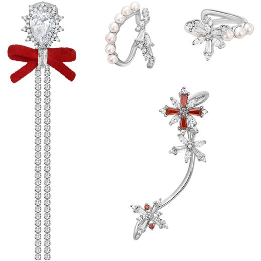 ZEGL设计师新年系列蝴蝶结耳夹女无耳洞耳骨夹雪花耳挂耳环耳饰品 商品图7