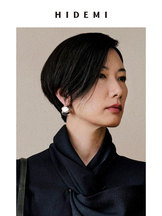 HIDEMI 不规则开口圆形宽面耳环 金色/银色 商品图4