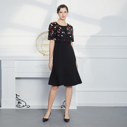 QF83A斯尔丽瑟俪春秋季新品时尚女人绣花连衣裙 商品图2