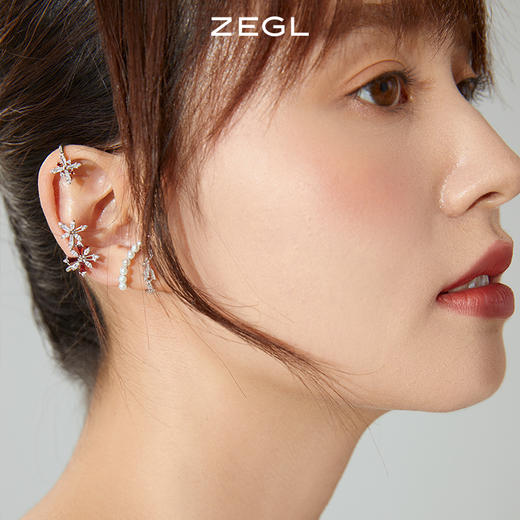 ZEGL设计师新年系列蝴蝶结耳夹女无耳洞耳骨夹雪花耳挂耳环耳饰品 商品图2
