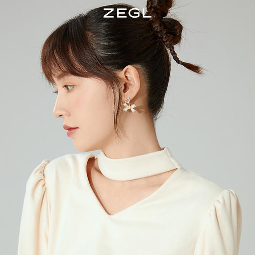 ZEGL蝴蝶结耳环女小众设计感耳钉轻奢高级感复古925银针秋冬耳饰 商品图3