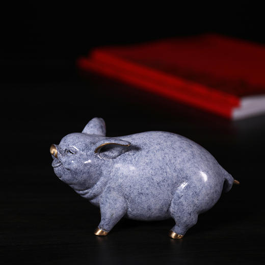 朱府铜艺《小猪肥肥》全铜彩铜系列装饰家居摆件铜工艺品生肖礼品 商品图1
