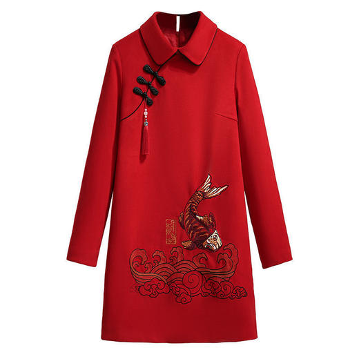 YL-唐装汉服女冬装中国风汉元素拜年服古风女装改良版加厚卫衣裙 商品图4