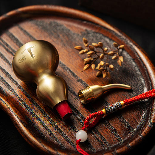 朱府铜艺普陀山系列平安铜葫芦开口小摆件书房办公桌转运装饰招财 商品图2