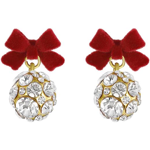 ZEGL红色蝴蝶结耳环女小众设计感耳钉丝绒925银针秋冬新年耳饰品 商品图6