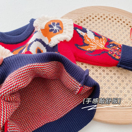 【国风虎年拜年服】儿童虎头针织毛衣0-6岁冬季男童过年衣服女童虎年喜庆拜年服 商品图3