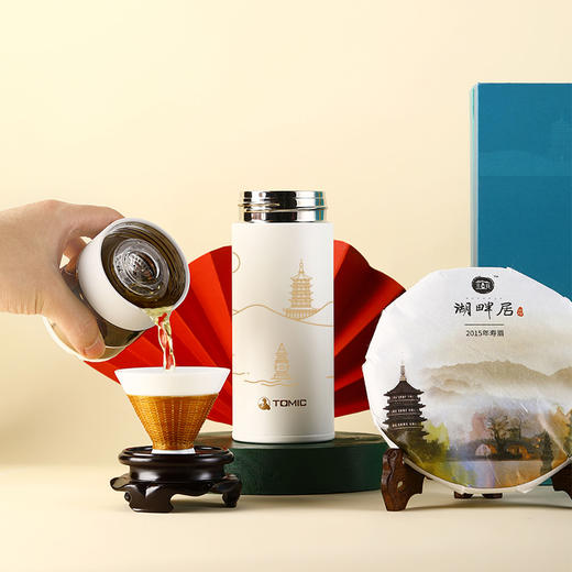 【万事顺遂】藏品白茶•纯银茶格保温杯套装配以非遗竹丝扣瓷斗笠杯，典雅诗意 商品图3