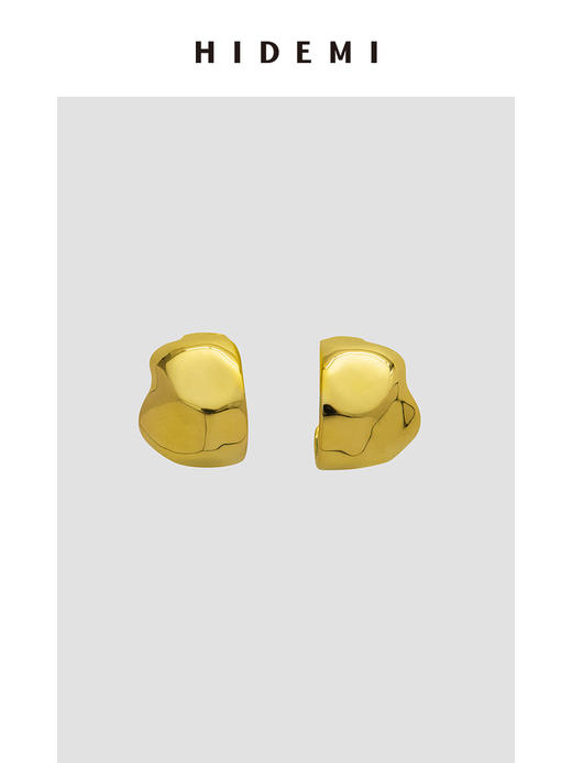 HIDEMI 不规则开口圆形宽面耳环 金色/银色 商品图0