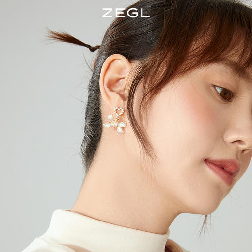 ZEGL蝴蝶结耳环女小众设计感耳钉轻奢高级感复古925银针秋冬耳饰 商品图4