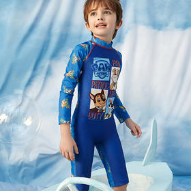 天空之城-AIMER KIDS-汪汪队海滩游乐场男孩长袖连体泳衣