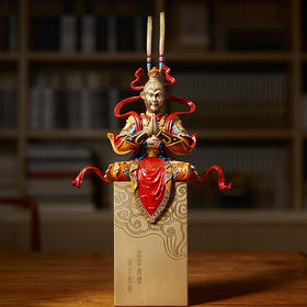 朱府铜艺 彩铜齐天大圣孙悟空悟道纯铜客厅办公室书房招财摆件