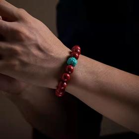 朱砂 绿松石手链10mm